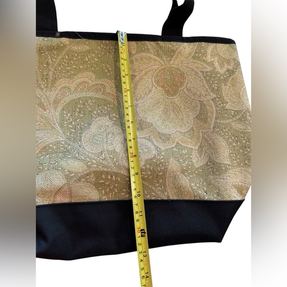 Chic Black and Gold Floral Tote Bag #D - Picture 7 of 7